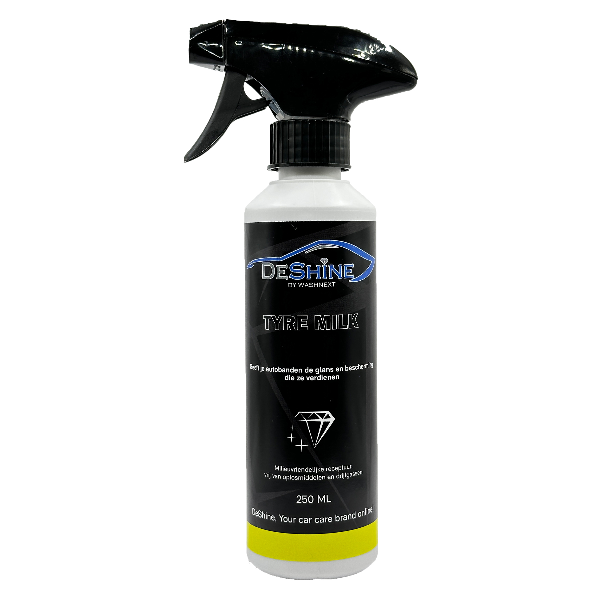 Tyre Milk van Deshine om je banden zwart te maken